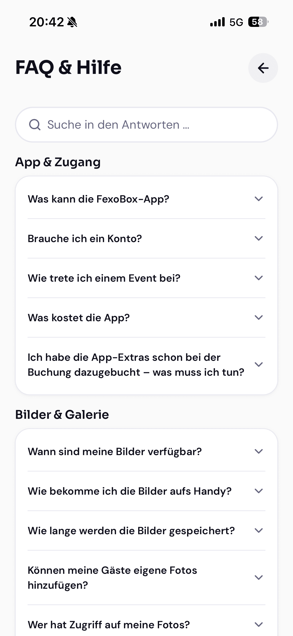 FAQ et aide dans l'appli